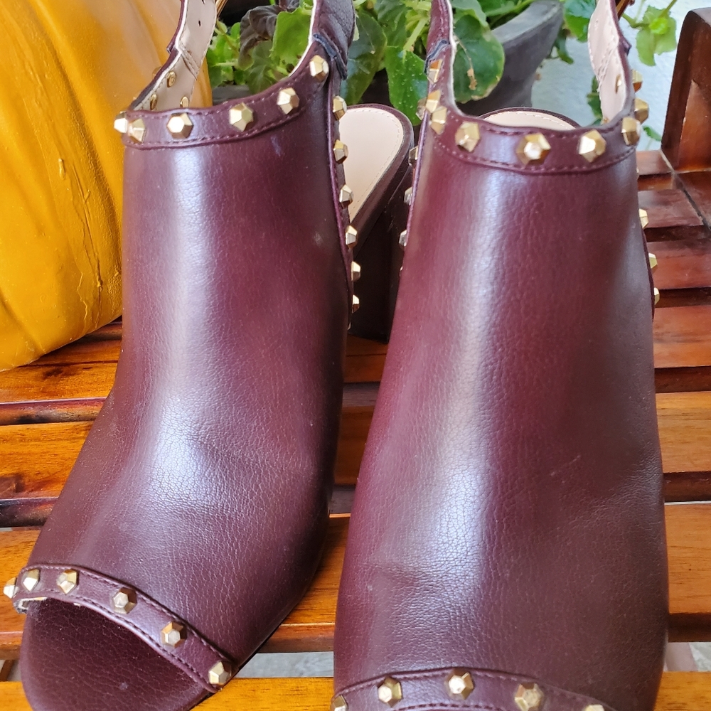 Metaphor Wine Colored Open Heels With Gold Studs … - image 2